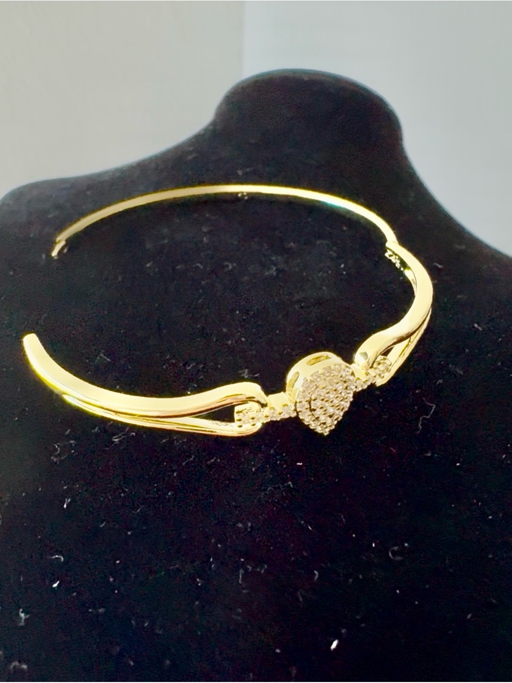 High Quality Gold Laminated Heart Cuff Bracelet